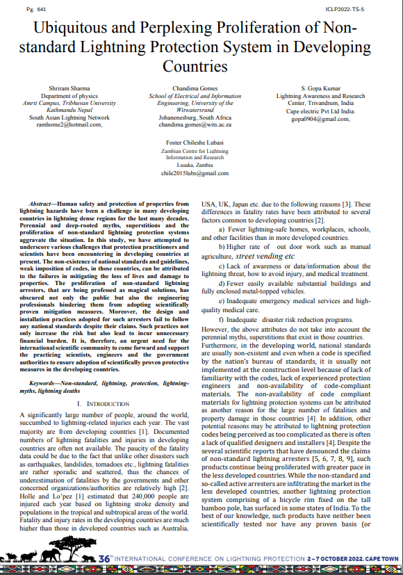 Ubiquitous and Perplexing Proliferation of Nonstandard Lightning Protection System in Developing Countries